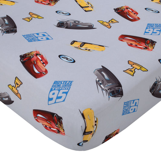 NoJo Disney Cars 3 Rusteze Fitted Toddler Sheet - Red, Yellow, Blue, Gray