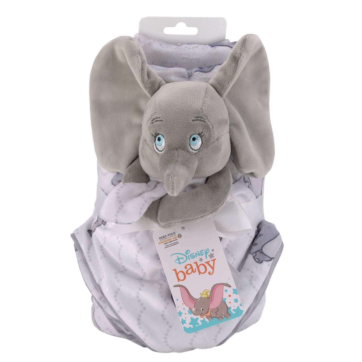 Disney Dumbo Gray and White Super Soft Sherpa Baby Blanket and Security Blanket 2-Piece Gift Set