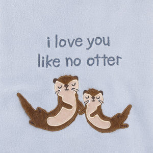NoJo Arctic Adventure Light Blue and Tan I Love You Like No Otter Super Soft Applique Baby Blanket