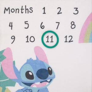 Disney Stitch Blue, Teal, Lime, Pink, and White One of a Kind Super Soft Photo Op Milestone Baby Blanket