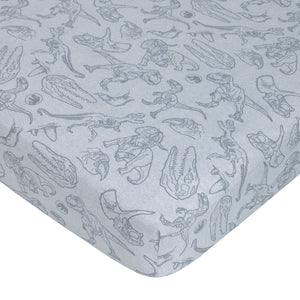 Universal Jurassic World Into The Wild Grey, White, Orange and Aqua T. Rex 4 Piece Toddler Bed Set - Comforter, Fitted Bottom Sheet, Flat Top Sheet and Reversible Pillowcase