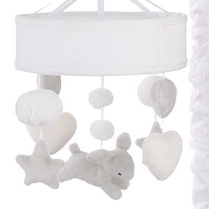 Ever & Ever Bunny Star Gray, White, and Ivory Plush Bunnies, Stars, and Hearts Musical Mobile