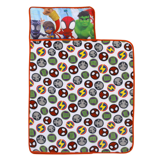 Marvel Spidey and His Amazing Friends Blue, Red, Yellow, and Green, Team Up Toddler Nap Mat