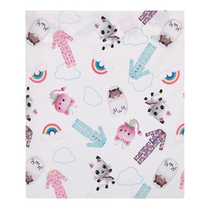 DreamWorks Gabby's Dollhouse Dream It Up Multi-Colored Rainbow PJ Time 4 Piece Toddler Bed Set - Comforter, Fitted Bottom Sheet, Flat Top Sheet and Reversible Pillowcase