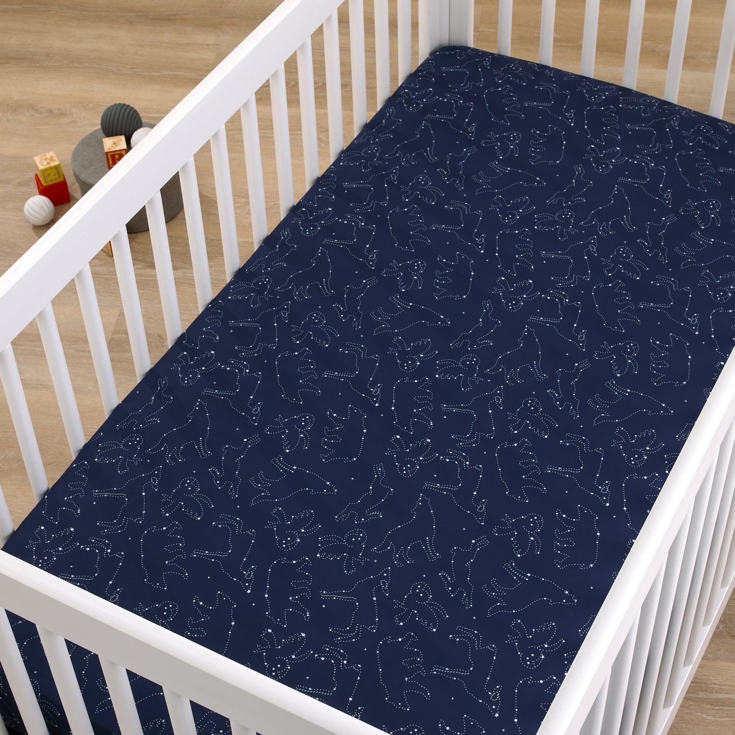 NoJo Super Soft Navy and White Cosmic Constellations Nursery Crib Fitted Sheet