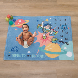 Disney Toy Story Blue, Orange, and Yellow To Infinity and Beyond Super Soft Photo Op Milestone Baby Blanket