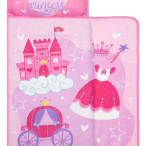 NoJo Little Princess Toddler Nap Mat - Includes Attached Pillow and Fleece Blanket