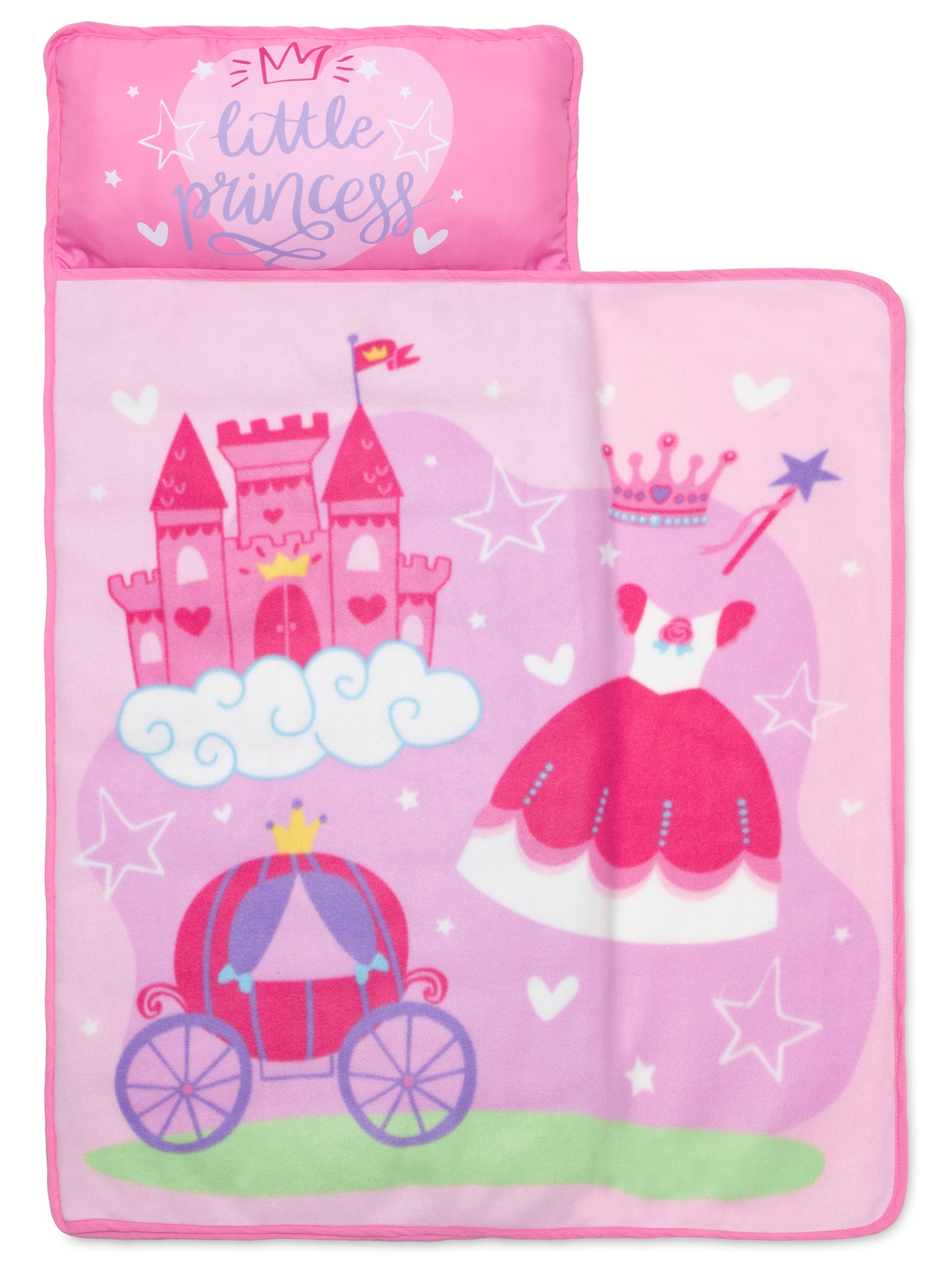 NoJo Little Princess Toddler Nap Mat - Includes Attached Pillow and Fleece Blanket