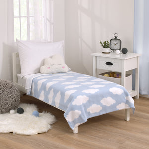 Everything Kids Light Blue and White Cloud Super Soft Toddler Blanket