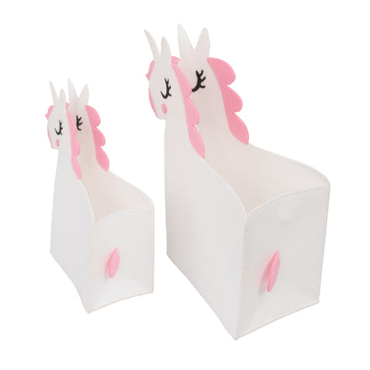 Little Love by NoJo White Felt Unicorn Shaped 2 Piece Nursery Storage Caddy Set