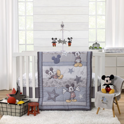 Disney Mighty Mickey Mouse Grey and White Fitted Crib Sheet