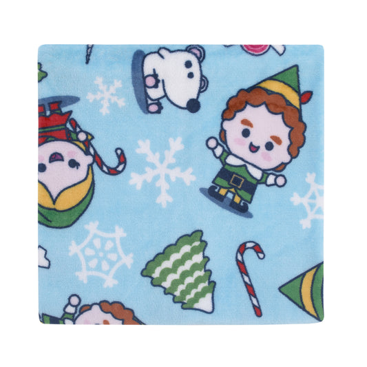 Elf Light Blue, Green, and White Super Soft Holiday Baby Blanket