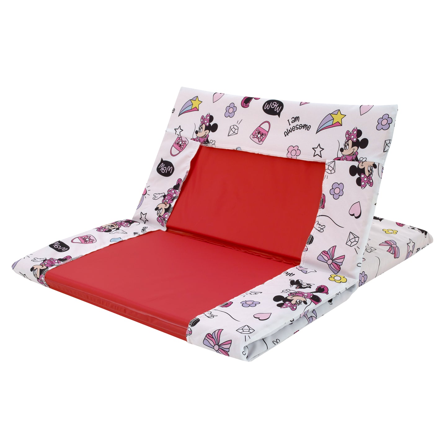 Disney Minnie Mouse I am Awesome Lavender, Pink and White, Daisy Duck Rainbow Hearts and Stars Preschool Nap Pad Sheet