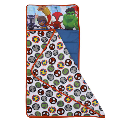 Marvel Spidey and His Amazing Friends Blue, Red, Yellow, and Green, Team Up Toddler Nap Mat