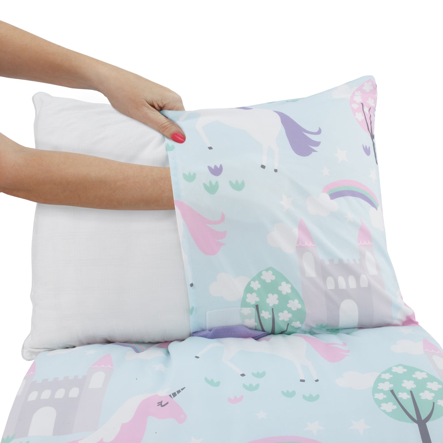 Everything Kids Pink, Light Blue and Lavender Unicorn Deluxe Easy Fold Nap Mat