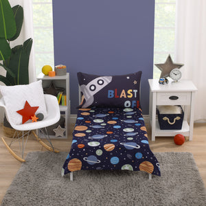 Everything Kids Solar System Navy, Orange, and Gray Super Soft Toddler Blanket