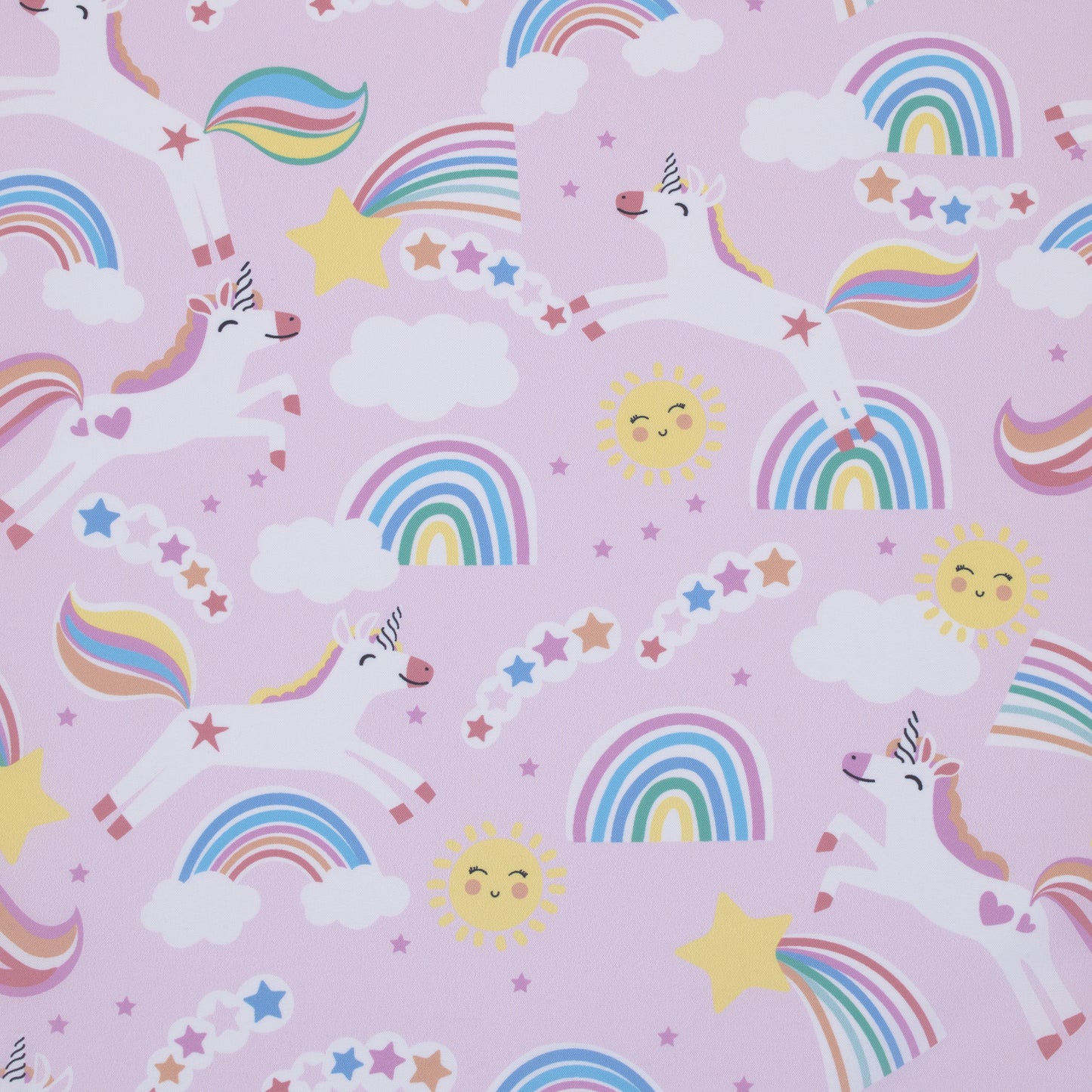 Everything Kids Unicorn Pink, Blue, Yellow, and White Rainbows and Clouds Preschool Nap Pad Sheet