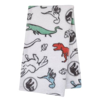 Welcome to the Universe Baby Jurassic World White, Blue, Red and Green Dinosaur Super Soft Baby Blanket