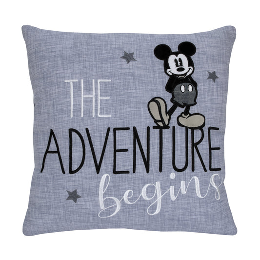 Mickey Mouse - Call Me Mickey Blue and White The Adventure Begins Decorative Throw Pillow