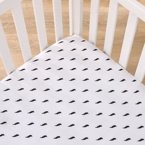 NoJo Lightning Bolt Black and White Nursery Fitted Crib Sheet