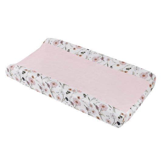 Keep Blooming Pink, White, Purple and Gold Floral Super Soft Changing Pad Cover
