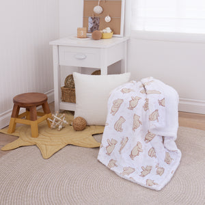 NoJo Disney Classic Winnie the Pooh You Are So Loved Sherpa Baby Blanket, Ivory and Taupe