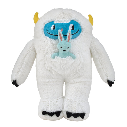 Hello! Lucky Yeti White and Blue Plush Stuffed Animal with Rabbit Plush
