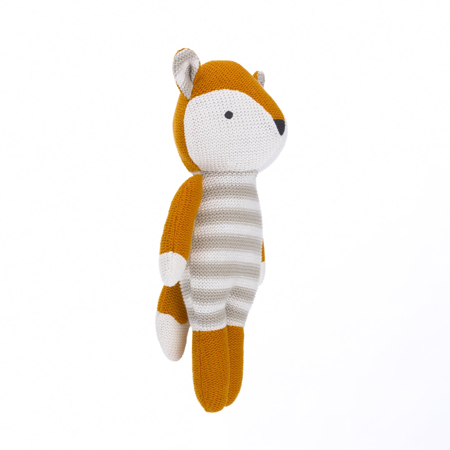 Cuddle Me Orange/White Fox 100% Cotton Knitted Plush Toy - Tobey