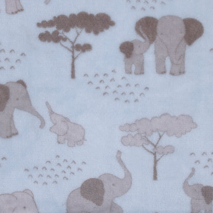 Little Love by NoJo Super Soft Blue and Grey Elephant Plush Baby Blanket
