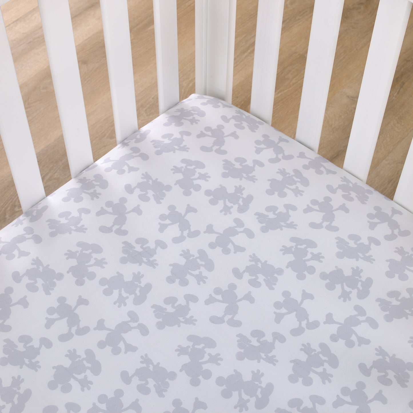 Disney Mighty Mickey Mouse Grey and White Fitted Crib Sheet