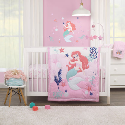 Disney The Little Mermaid Pink and White Ariel Cute by Nature Super Soft Changing Pad Cover