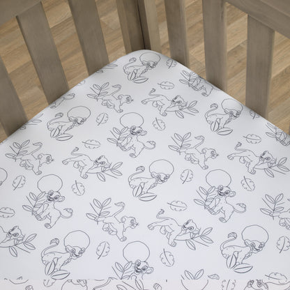 Disney Lion King Leader of the Pack Black and White Super Soft Fitted Crib Sheet