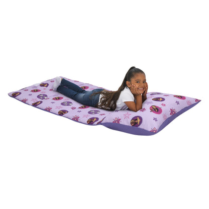 Disney Raya and the Last Dragon Mythic Pop with Ongis Lavender, Purple, and Magenta Flowers Deluxe Easy Fold Toddler Nap Mat
