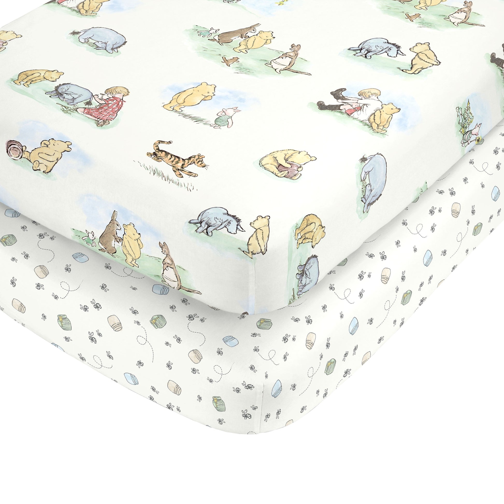 Disney Winnie the Pooh Classic Pooh Ivory, Blue, Sage, Tan