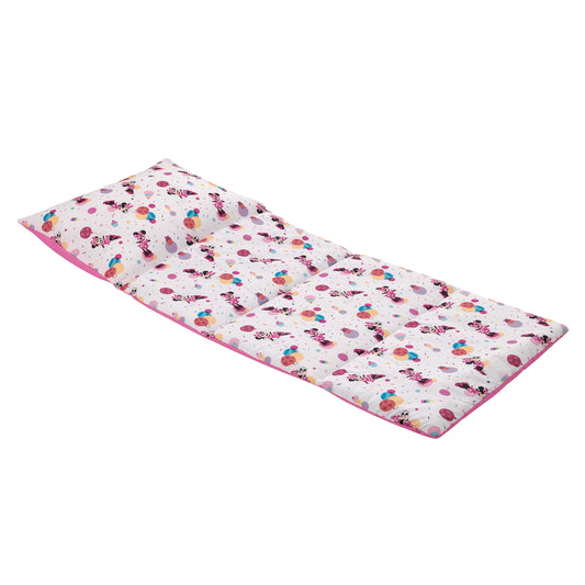 Disney Minnie Mouse Let's Party Pink, Lavender, and White Balloons, Cupcakes, and Confetti Deluxe Easy Fold Toddler Nap Mat
