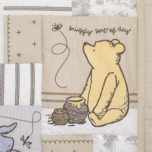 Disney Classic Pooh Hunny Fun with Piglet and Eeyore The Hundred Acre Woods Taupe 3 Piece Nursery Crib Bedding Set - Comforter, 100% Cotton Fitted Crib Sheet, and Crib Skirt