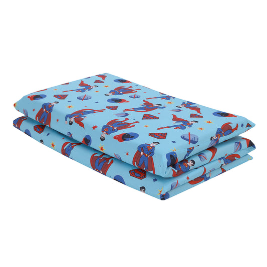Warner Bros  Superman Blue and Red Icon, Planets, and Stars Preschool Nap Pad Sheet