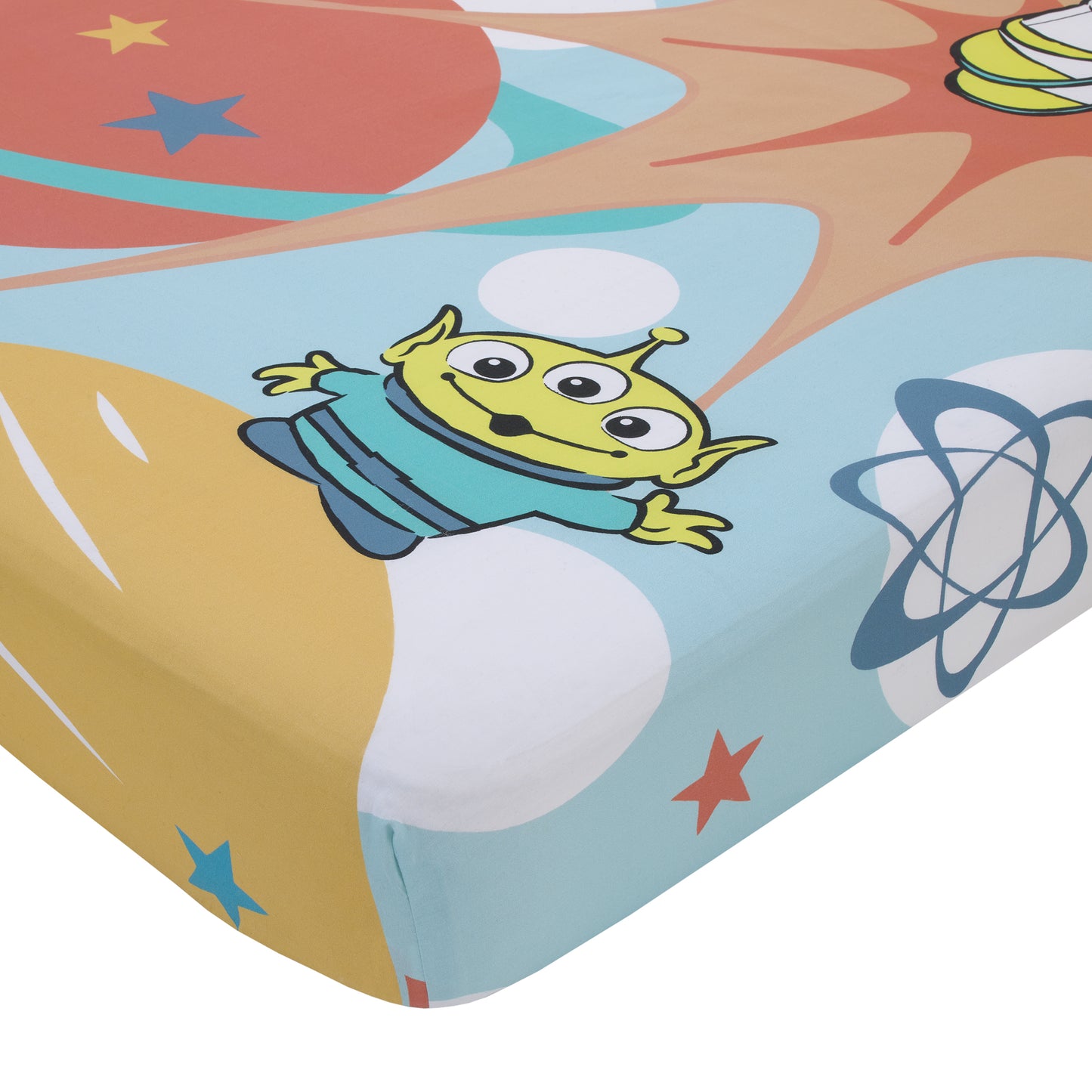 Disney Toy Story Buzz Lightyear Blue and Orange Blast Off To Infiniti and Beyond 100% Cotton Photo Op Fitted Crib Sheet