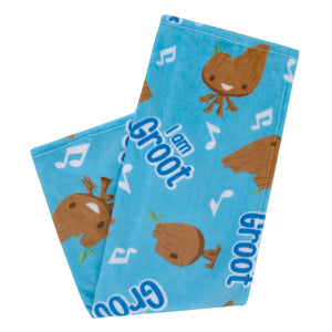 Marvel I Am Groot Blue and Brown Super Soft Baby Blanket