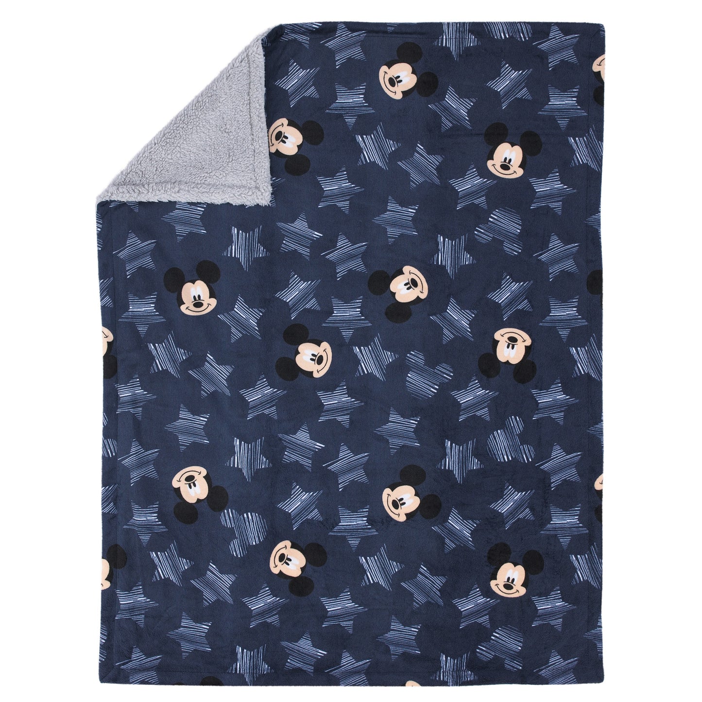 Disney Mickey Mouse Hello World Star/Icon Super Soft Double Sided Velour/Sherpa Baby Blanket