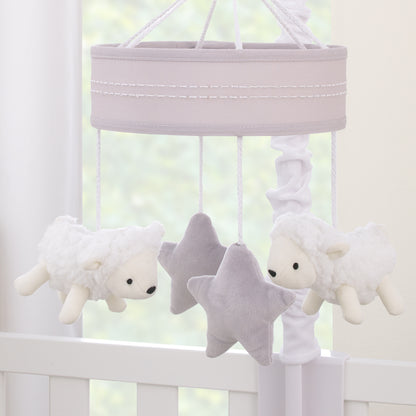 NoJo Plush Sheep Ivory and Gray Stars and Sheep Musical Mobile