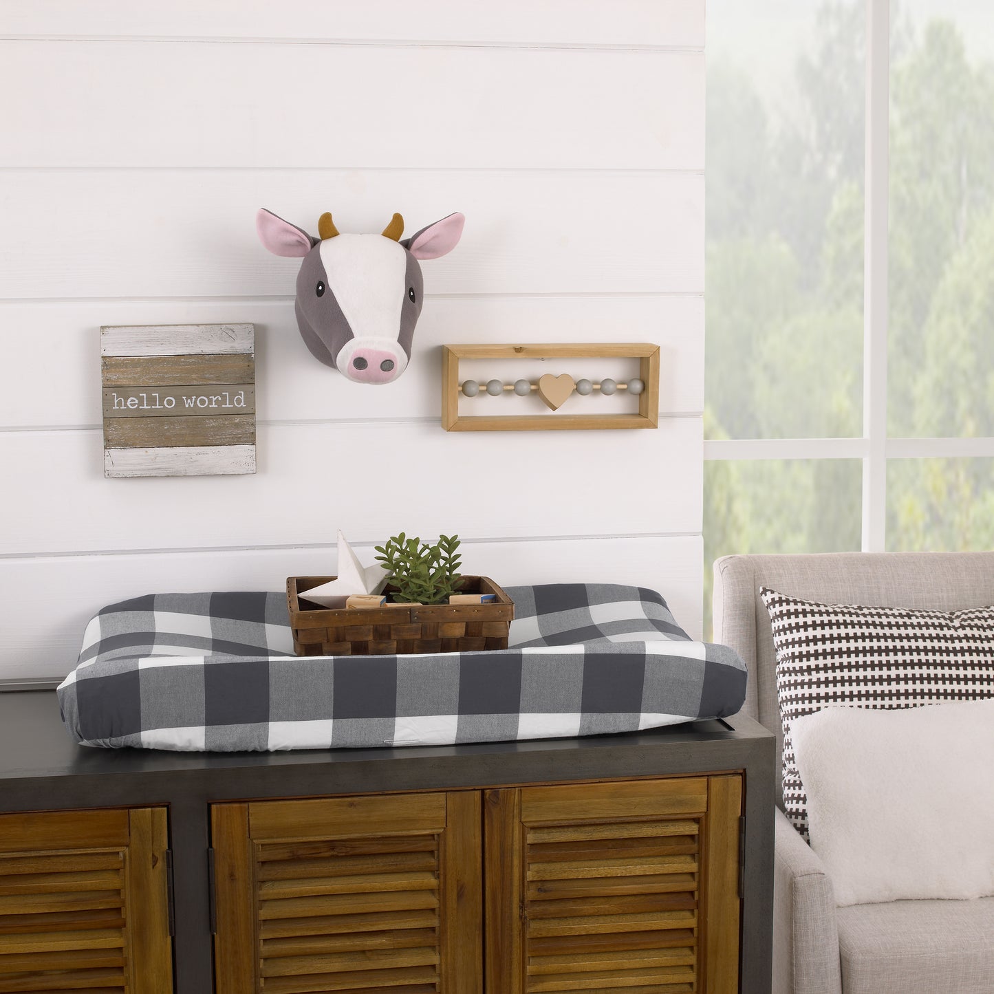 Little Love by NoJo Plush Fleece Grey and White Cow Head Wall Décor