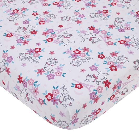 Disney Aristocats Pink, White, and Teal, Marie Super Soft Nursery Fitted Crib Sheet