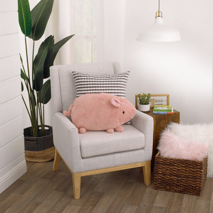 Little Love by NoJo Plush Sherpa Pink Pig Decorative Throw Pillow with 3D Ears and Dimensional Tail