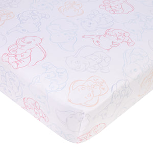 Dumbo Blue, Gray, Pink, and White Nursery Fitted Crib Sheet