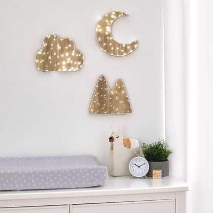 Little Love by NoJo Moon Shaped Lighted LED Natural Wood Wall Decor