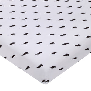 Lightning Bolt Black and White Nursery Fitted Mini Crib Sheet
