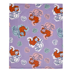 Disney The Little Mermaid Orange, Lavender, Aqua and White Ariel Super Soft Baby Blanket