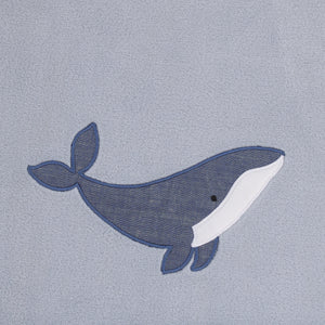 Ever & Ever Marine Light Blue, Navy, and White Whale Applique Super Soft Baby Blanket