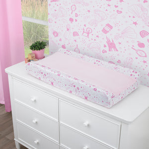 Disney Princess - Dare to Dream Super Soft Pink and White Changing Pad Cover
